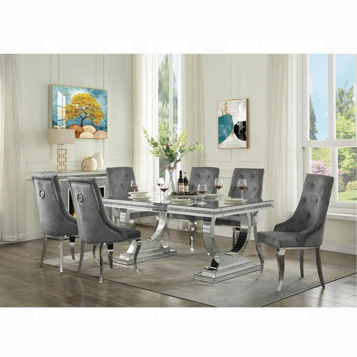Dekel Gray Fabric & Stainless Steel Side Chair
