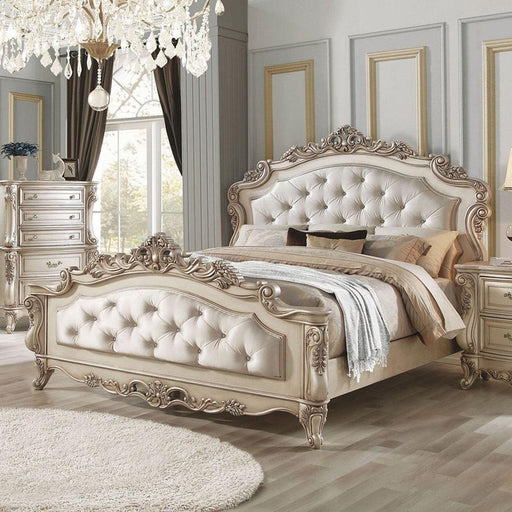 Acme Furniture Gorsedd Queen Panel Bed in Antique White - Couch Potato Furniture & Mattress (CA) - Multi Location