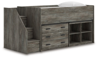 Frandern Loft Bed with Bookcase and Drawer Storage - Couch Potato Furniture & Mattress (CA) - Multi Location