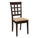 Gabriel Lattice Back Side Chairs Cappuccino and Tan (Set of 2) - Couch Potato Furniture & Mattress (CA) - Multi Location
