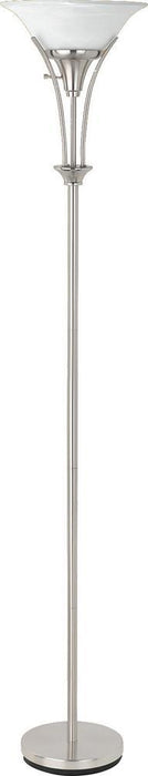 Archie Floor Lamp with Frosted Ribbed Shade Brushed Steel - Couch Potato Furniture & Mattress (CA) - Multi Location