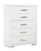 Jessica 5-drawer Chest White - Couch Potato Furniture & Mattress (CA) - Multi Location