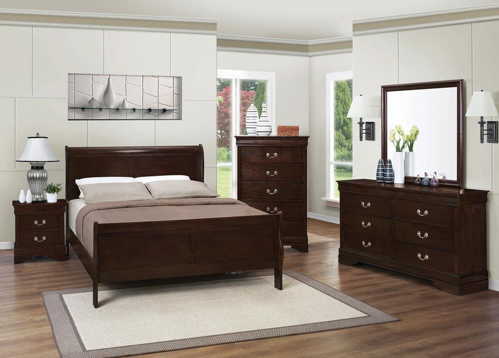 Louis Philippe Eastern King & Queen Panel Sleigh Bed Cappuccino