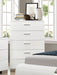 Felicity 5-drawer Chest Glossy White - Couch Potato Furniture & Mattress (CA) - Multi Location