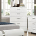 Felicity 5-drawer Chest Glossy White - Couch Potato Furniture & Mattress (CA) - Multi Location