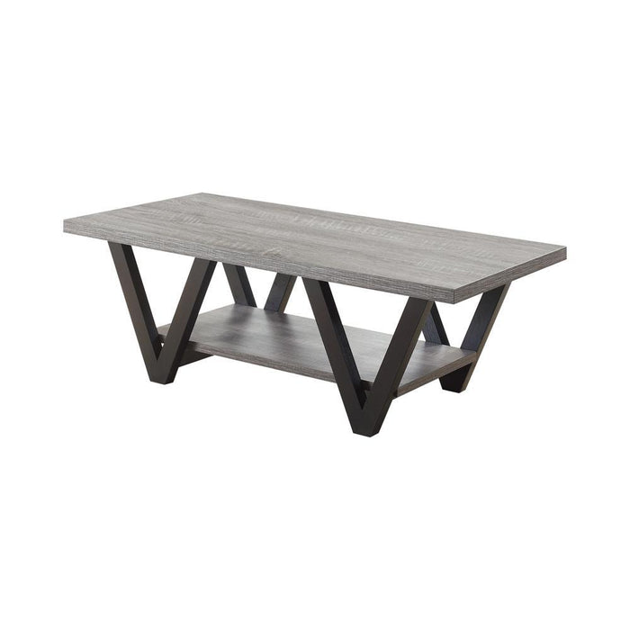 Stevens V-shaped Coffee Table Black and Antique Grey - Couch Potato Furniture & Mattress (CA) - Multi Location