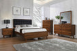 Robyn Queen Bed with Upholstered Headboard Dark Walnut - Couch Potato Furniture & Mattress (CA) - Multi Location