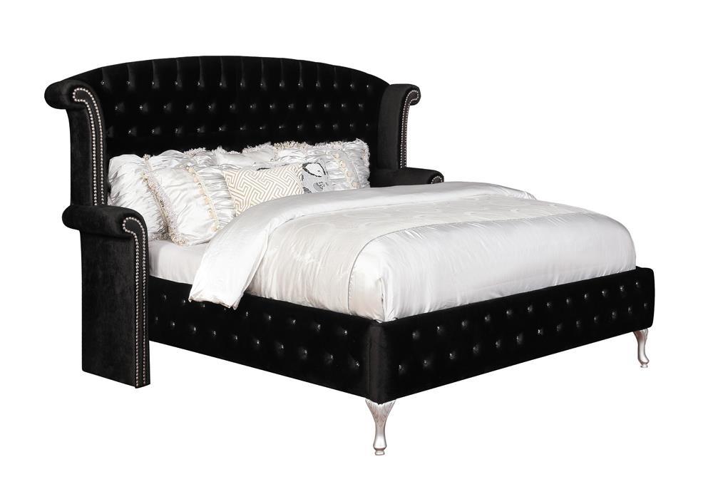 Deanna Eastern King Tufted Upholstered Bed Black - Couch Potato Furniture & Mattress (CA) - Multi Location