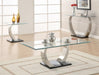 Pruitt Glass Top End Table Clear and Satin - Couch Potato Furniture & Mattress (CA) - Multi Location
