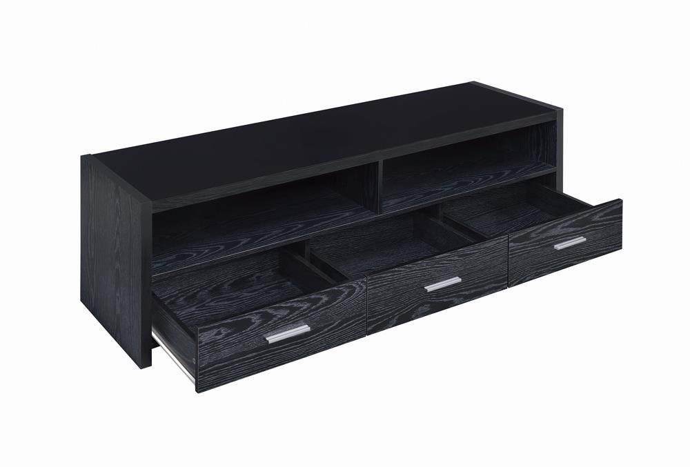Alton 62" 3-drawer TV Console Black Oak - Couch Potato Furniture & Mattress (CA) - Multi Location