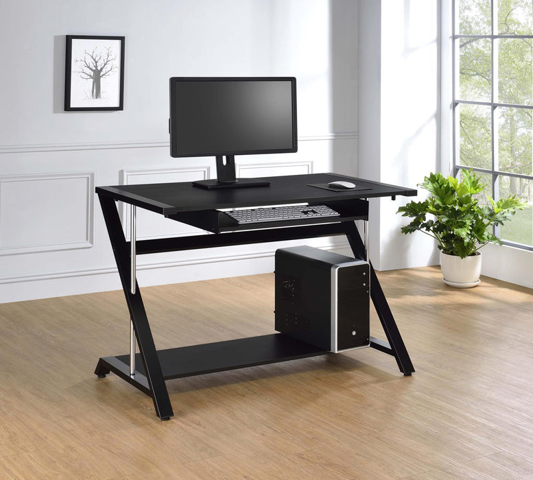 Mallet Computer Desk with Bottom Shelf Black - Couch Potato Furniture & Mattress (CA) - Multi Location