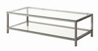Trini Coffee Table with Glass Shelf Black Nickel - Couch Potato Furniture & Mattress (CA) - Multi Location