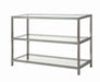 Trini Sofa Table with Glass Shelf Black Nickel - Couch Potato Furniture & Mattress (CA) - Multi Location