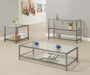 Trini Sofa Table with Glass Shelf Black Nickel - Couch Potato Furniture & Mattress (CA) - Multi Location