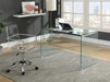 Ripley Glass Writing Desk Clear - Couch Potato Furniture & Mattress (CA) - Multi Location