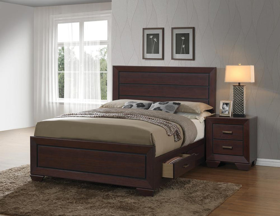 Kauffman Eastern King Storage Bed Dark Cocoa - Couch Potato Furniture & Mattress (CA) - Multi Location