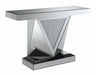 Amore Rectangular Sofa Table with Triangle Detailing Silver and Clear Mirror - Couch Potato Furniture & Mattress (CA) - Multi Location