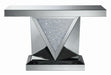 Amore Rectangular Sofa Table with Triangle Detailing Silver and Clear Mirror - Couch Potato Furniture & Mattress (CA) - Multi Location