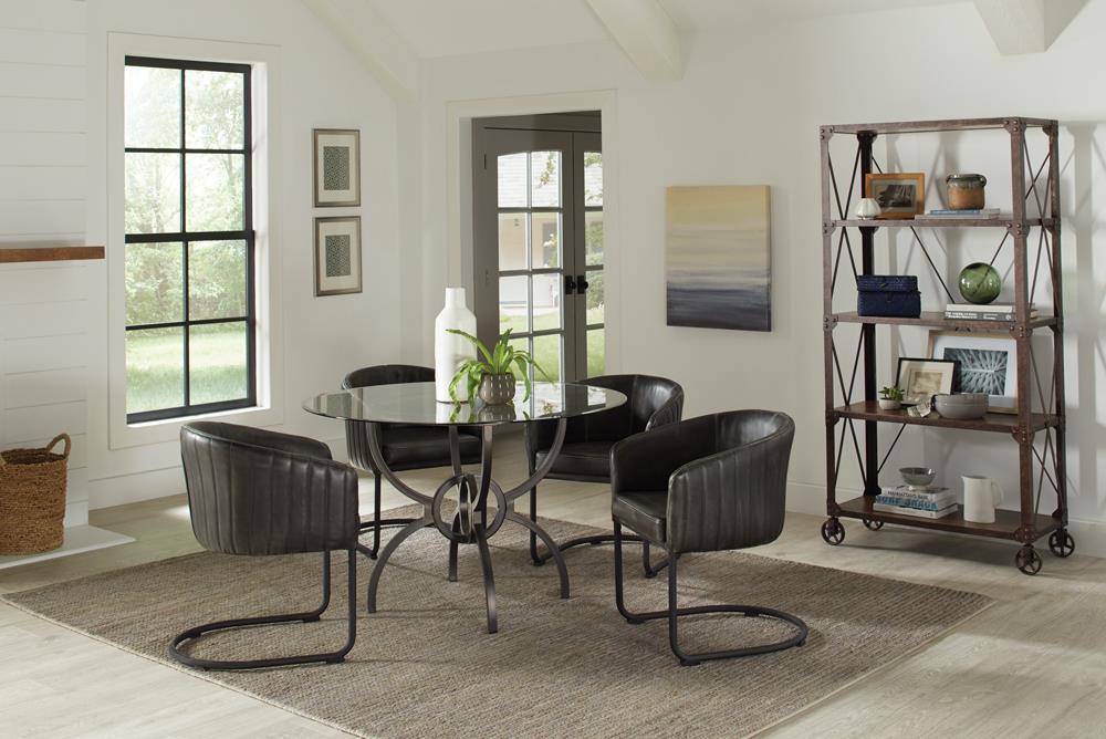 Banner Upholstered Dining Chair Anthracite and Matte Black - Couch Potato Furniture & Mattress (CA) - Multi Location