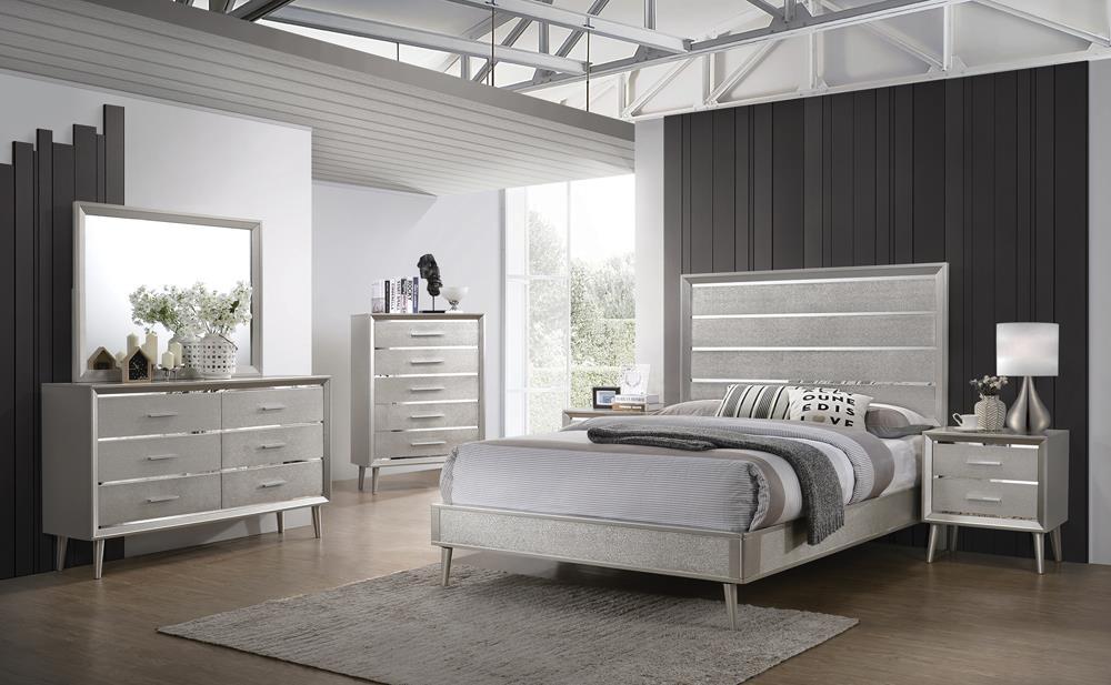 Ramon Queen Panel Bed Metallic Sterling - Couch Potato Furniture & Mattress (CA) - Multi Location