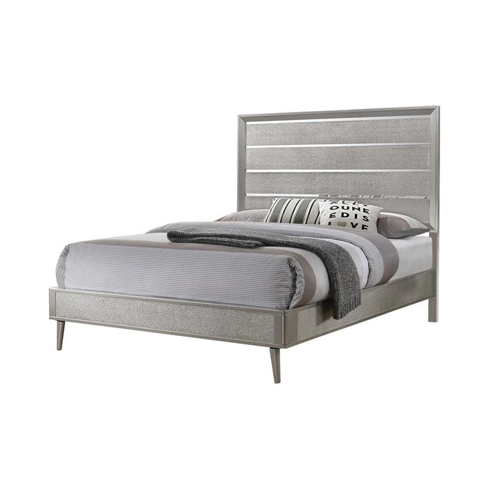 Ramon Queen Panel Bed Metallic Sterling - Couch Potato Furniture & Mattress (CA) - Multi Location