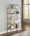 Serena 5-tier Tempered Glass Shelves Bookcase Matte Gold - Couch Potato Furniture & Mattress (CA) - Multi Location