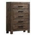 Woodmont 5-drawer Chest Rustic Golden Brown - Couch Potato Furniture & Mattress (CA) - Multi Location