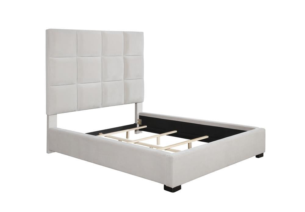 Panes Queen Tufted Upholstered Panel Bed Beige - Couch Potato Furniture & Mattress (CA) - Multi Location
