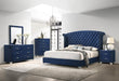 Melody Eastern King Wingback Upholstered Bed Pacific Blue - Couch Potato Furniture & Mattress (CA) - Multi Location
