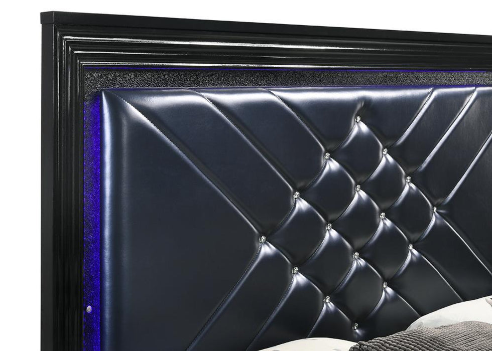 Penelope Queen Bed with LED Lighting Black and Midnight Star - Couch Potato Furniture & Mattress (CA) - Multi Location