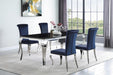 Betty Upholstered Side Chairs Ink Blue and Chrome (Set of 4) - Couch Potato Furniture & Mattress (CA) - Multi Location