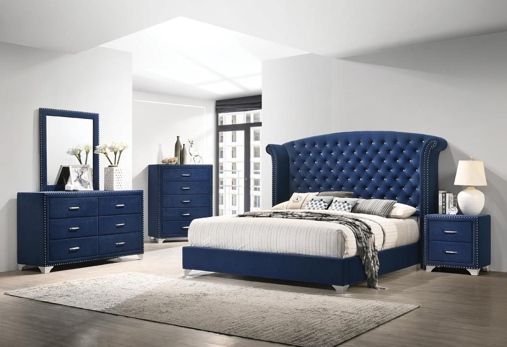 Melody 2-drawer Upholstered Nightstand Pacific Blue - Couch Potato Furniture & Mattress (CA) - Multi Location