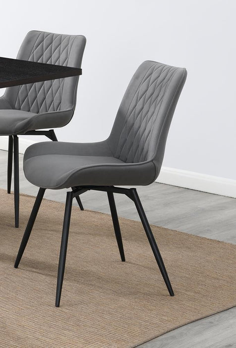 Diggs Upholstered Tufted Swivel Dining Chairs Grey and Gunmetal (Set of 2) - Couch Potato Furniture & Mattress (CA) - Multi Location
