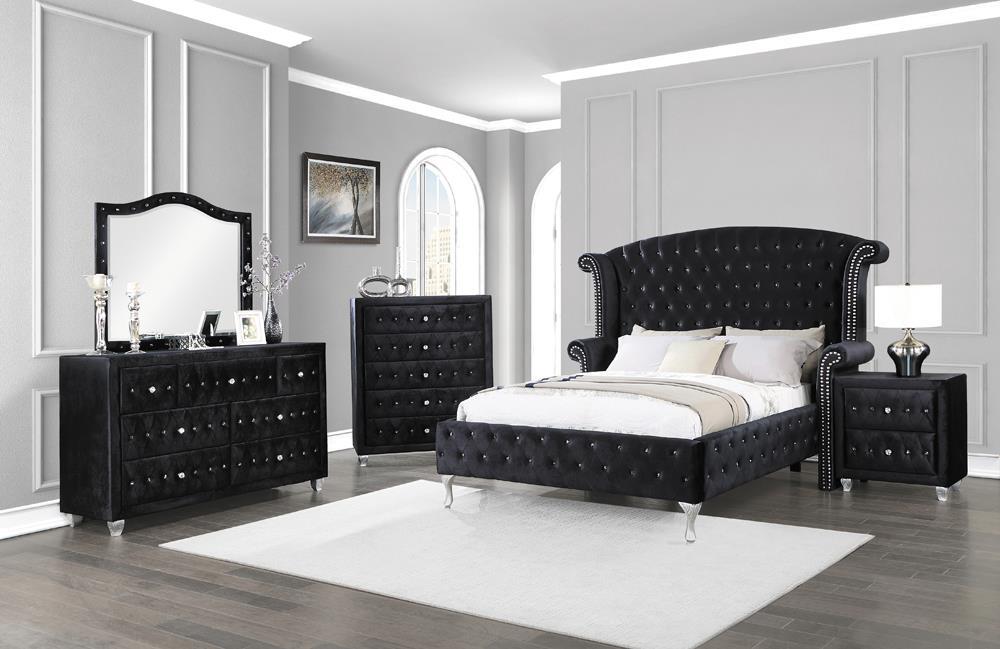 Deanna Eastern King Tufted Upholstered Bed Black - Couch Potato Furniture & Mattress (CA) - Multi Location