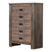 Frederick 5-drawer Chest Weathered Oak - Couch Potato Furniture & Mattress (CA) - Multi Location