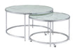 Lynn 2-piece Round Nesting Table White and Chrome - Couch Potato Furniture & Mattress (CA) - Multi Location