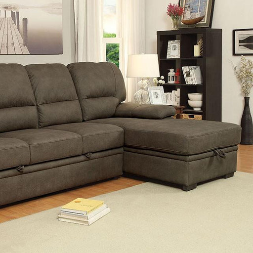 ALCESTER Brown & Gray Sectional w/ Sleeper, Ash - Couch Potato Furniture & Mattress (CA) - Multi Location