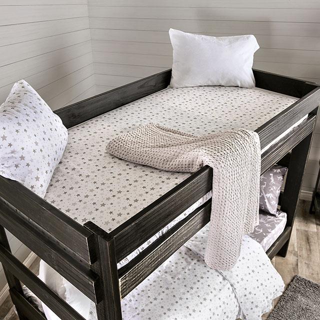 Arlette Twin/Twin Bunk Bed Brown, Black, Gray, & White