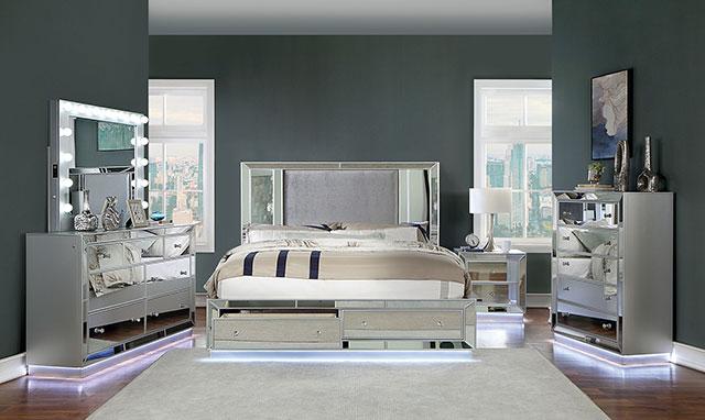 BELLADONNA Dresser w/ LED, Silver - Couch Potato Furniture & Mattress (CA) - Multi Location