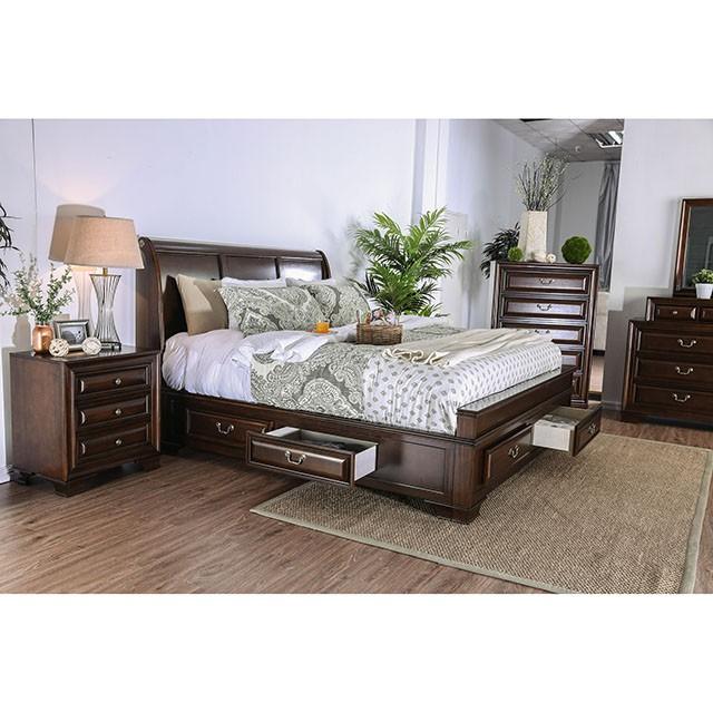 Brandt Brown Cherry Queen Bed - Couch Potato Furniture & Mattress (CA) - Multi Location