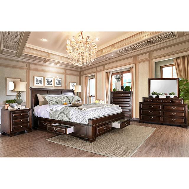 Brandt Brown Cherry Queen Bed - Couch Potato Furniture & Mattress (CA) - Multi Location