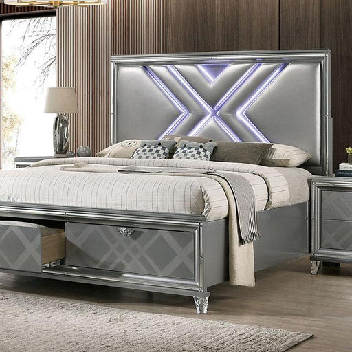 Emmeline Bed Silver & White - Couch Potato Furniture & Mattress (CA) - Multi Location