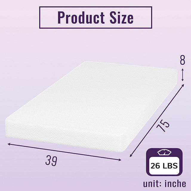 Nasturtium 8" Twin Bamboo Charcoal Infused Memory Foam
