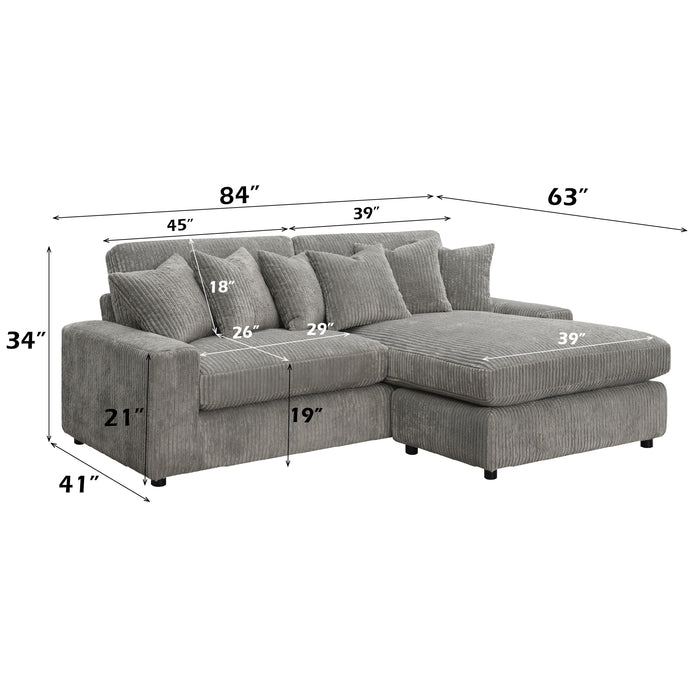 Reversible Sectional Sofa w/6 Pillows